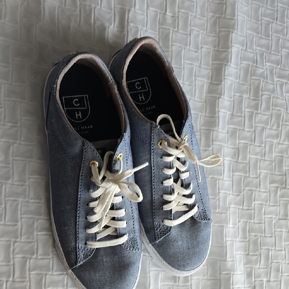 Cole Haan Grayish Blue Canvas Sneakers Tennis Prep Preppy Casual - Picture 2 of 7